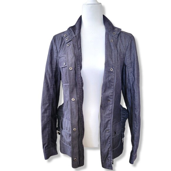 Calvin Klein Womens's Utility Jacket Cinched belted Waist full zip Size 6 - Picture 4 of 12